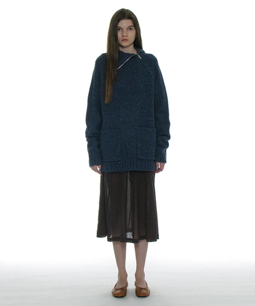 Partimento Woman Sheer Gored Midi Skirt_Charcoal