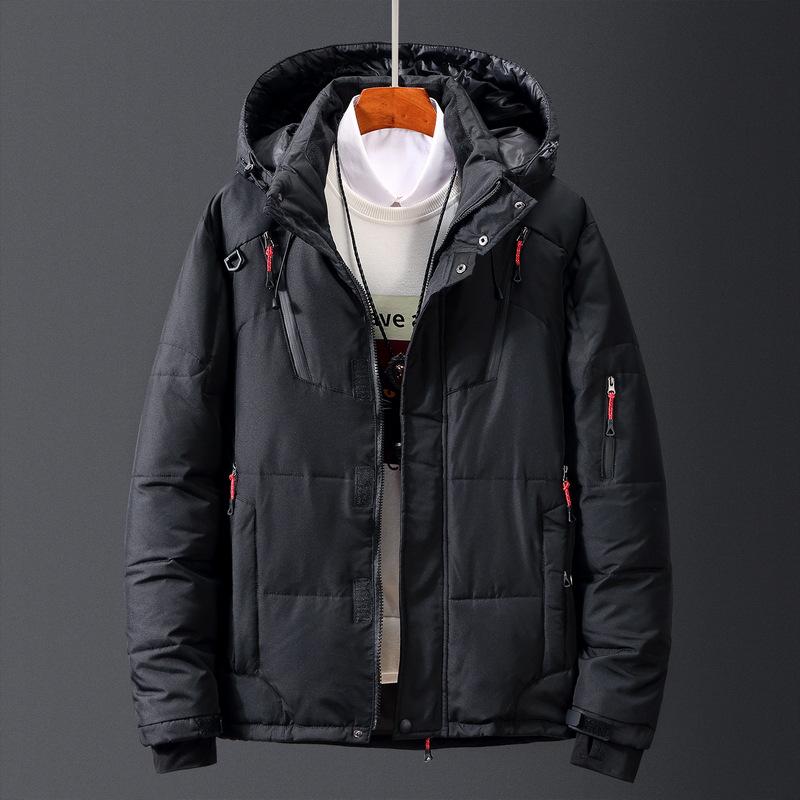 2025 Men's Down Jacket Men's Short Casual Outdoor Multi-Pocket Hooded Winter Wear