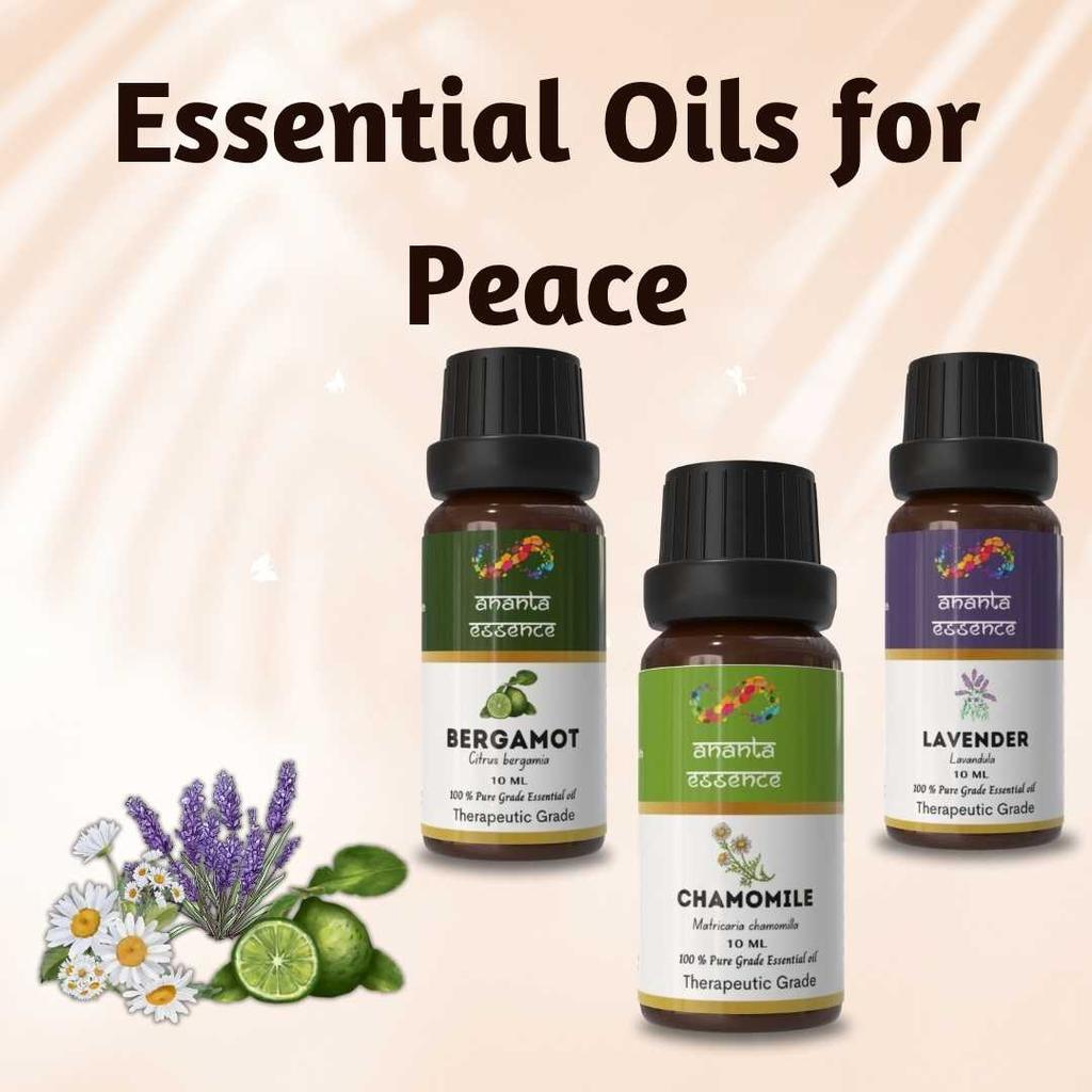 Ananta Peace Essential Oil Combo – Bergamot, Chamomile & Lavender Aroma Oils (10 ml × 3)