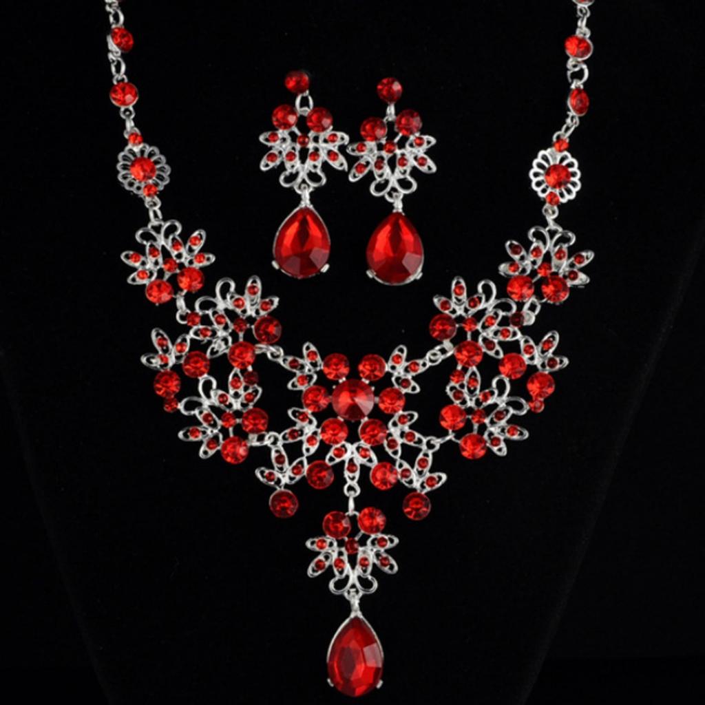 Luxury Bridal Accessories Crystal Jewelry Set – Vintage Rhinestone Necklace and Teardrop Earrings for Women