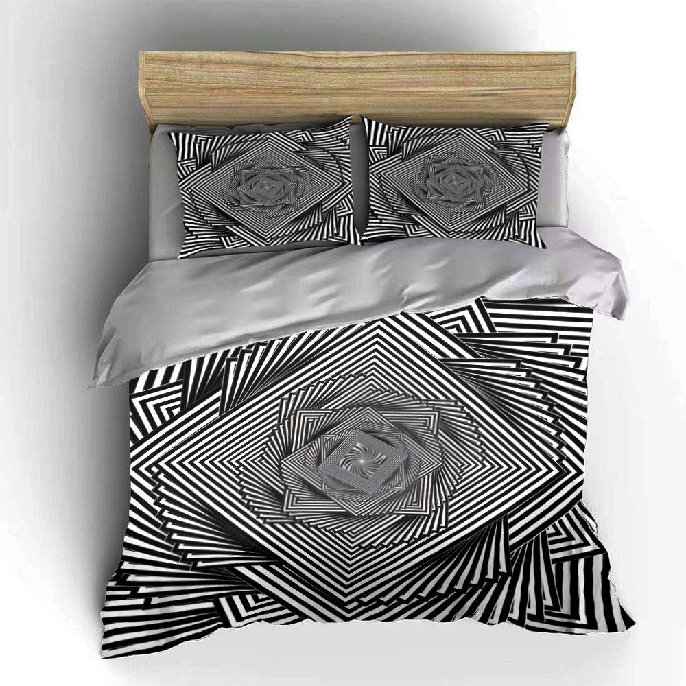 Geometric Optical Patterns Home Decor Kid'S And Adults' Bedroom Decor, Exquisite Three-Piece Bedding Set Gift