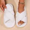 Pluizige Kruis Katoenen Pantoffels voor Dames Binnenshuis Schoenen