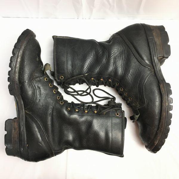 Vintage 70s-80s HATHORN Leather Lace-Up Boots Black Size 11D Whites Line Men's(USED)