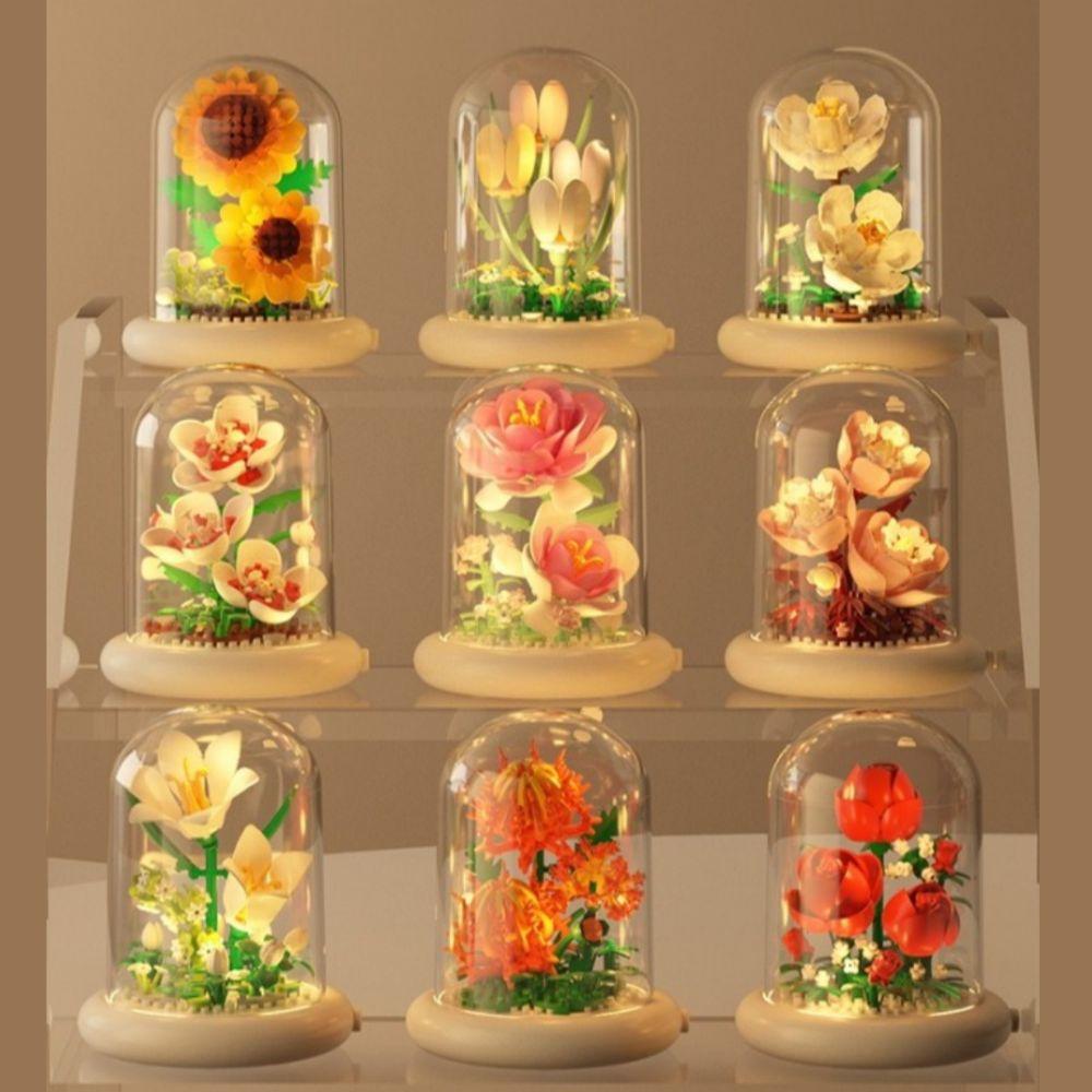 Plastic Plant Bonsai Building Blocks with Dust Cover Desktop Ornaments  Home Decoration