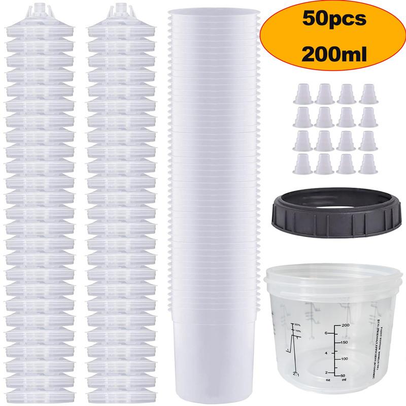 50Pcs/Set Spray Gun Paint Mixing Cup H/O Quick Cup Spray Gun Tank 200ML/400ML/600ML Disposable Paint Cup
