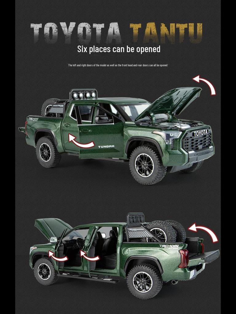 1/24 Fengtian Tantu Alloy Pickup Truck Model with Pull-Back, Sound & Light Features