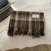 Plaid scarf women's autumn and winter retro tassel thickened warm and versatile student atmosphere Korean version scarf advanced sense