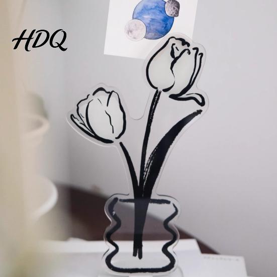 Invisible Clip Slot Holder Desk Memo Holder Acrylic Flower Vase Photo Display