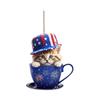 Acrylic Patriotic Tree Hanging Decoration Flat Cat Shaped Ornament for Independence Day Party Home Office Event Display