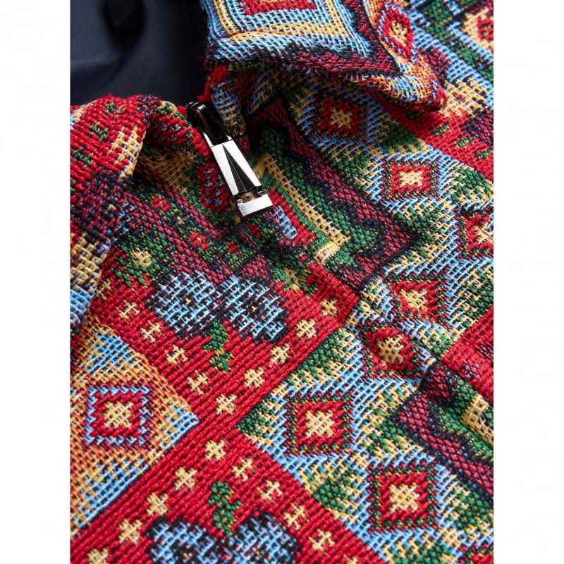 Mens Long Sleeve Tribal Style Jacket Red Lightweight Windproof Outdoor Top