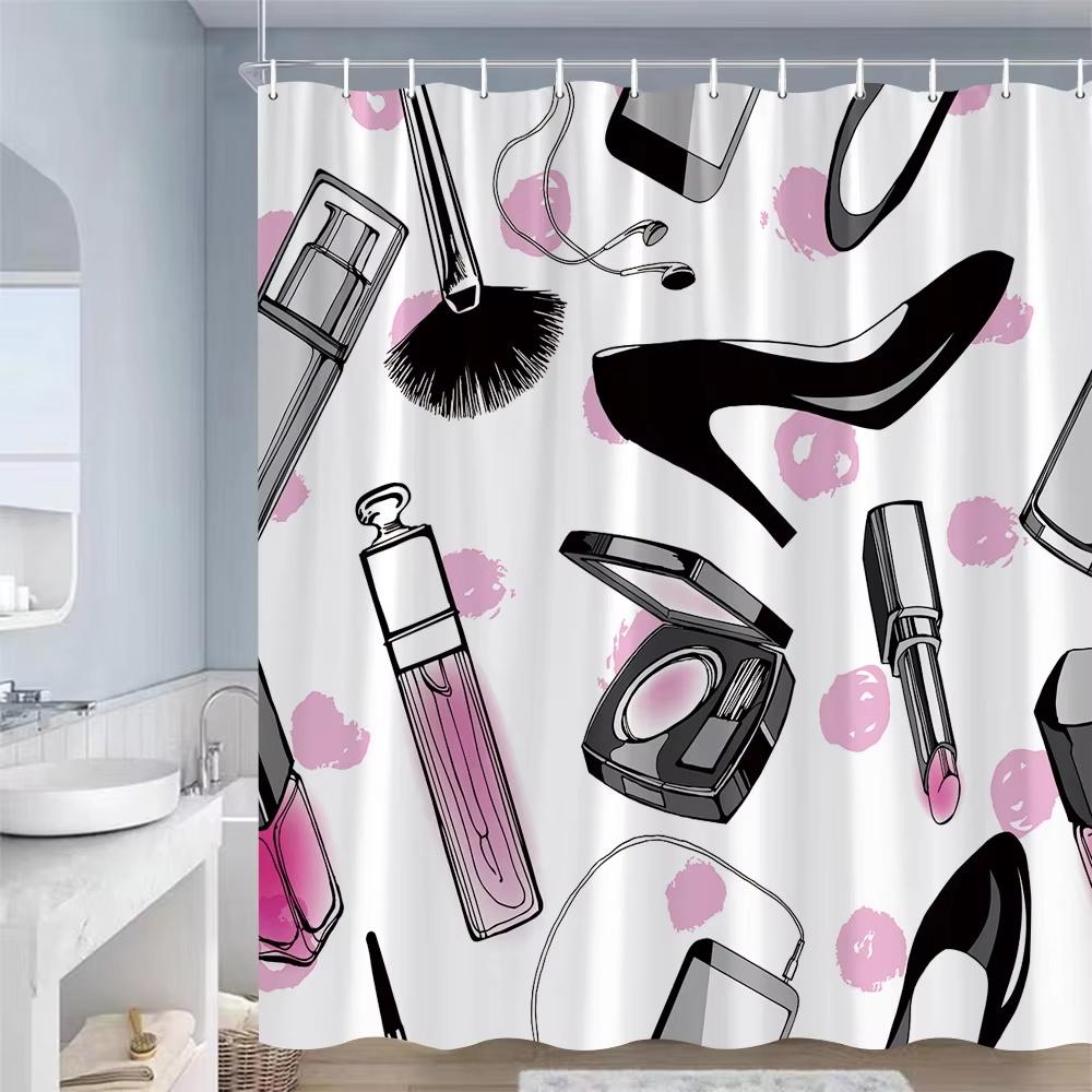 Fashion Girl Pattern Shower Curtain Black White Stripe Bathroom Decor Accessories American Style Bath Curtains Waterproof Cloth