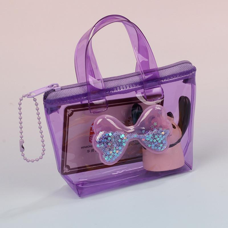 Pvc Girl Heart Butterfly Knot Mini Coin Purse With Waterproof Storage For Casual Use