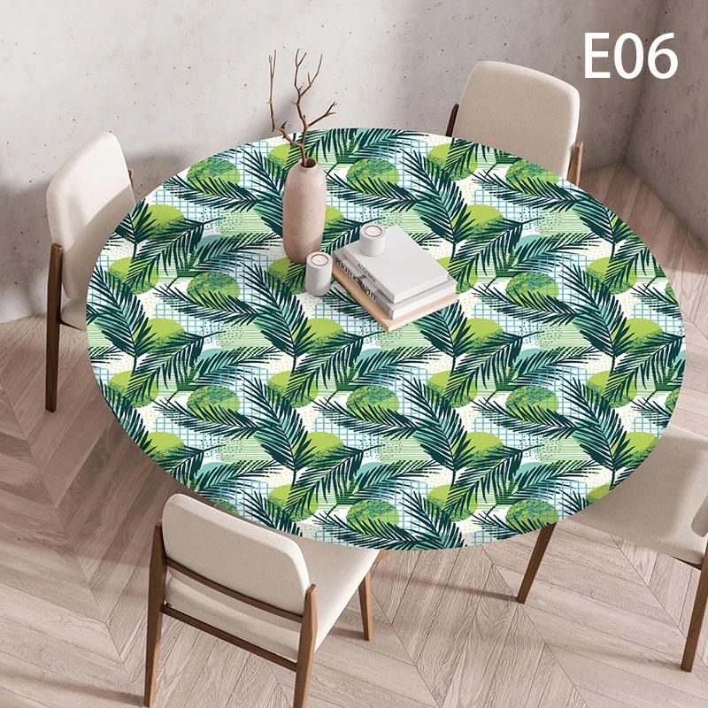 Waterproof Elastic Table Cover 60/90/100/120Cm Green Round Oil-Proof Tablecloth for Kitchen Dining Wedding Party Home Decoration