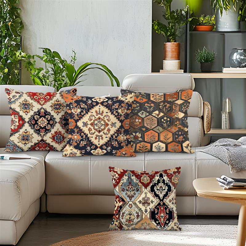 Home Decor Exquisite Ethnic Pattern Digital Print Pillow Covers Pattern Cushion Cover Suitable For Sofa Bedroom Car Pillow