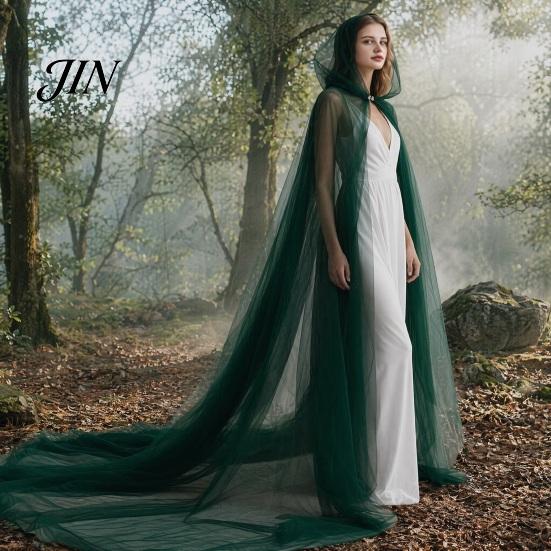 Little Red Riding Hood Cape Hooded Mesh Cloak for Adults, 2 Layer Sheer Tulle Cape, Halloween Gothic Witch Queen Cosplay Costume Renaissance