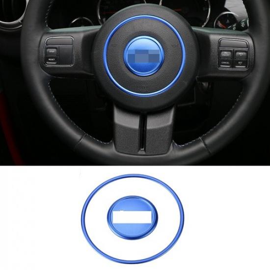 2x Blaue Lenkrad-Mittelzierring für 11-16 Jeep Wrangler Compass Patriot