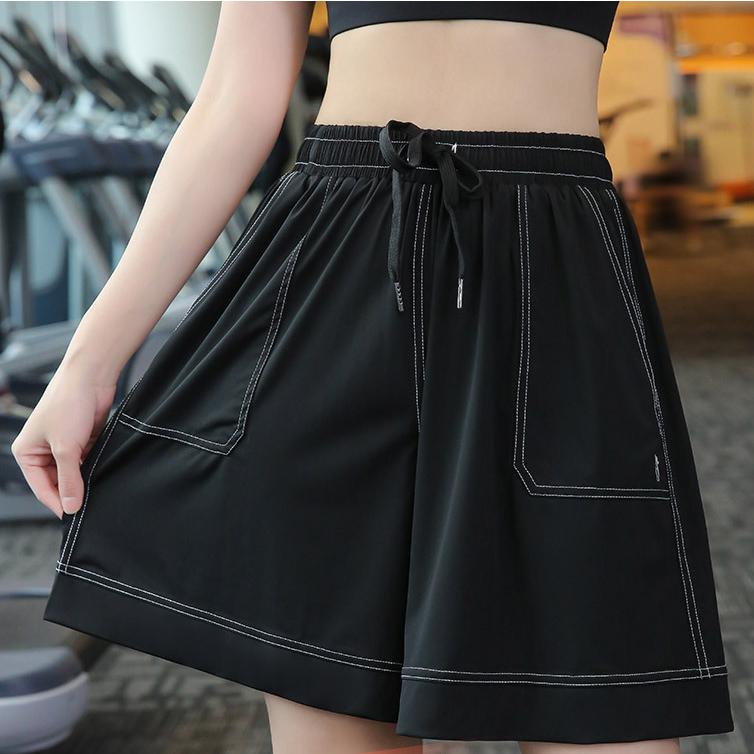 

Спортивные шорты больших размеров, женские повседневные нескользящие шорты с высокой талией для бега, йоги, свободного покроя XL чёрный