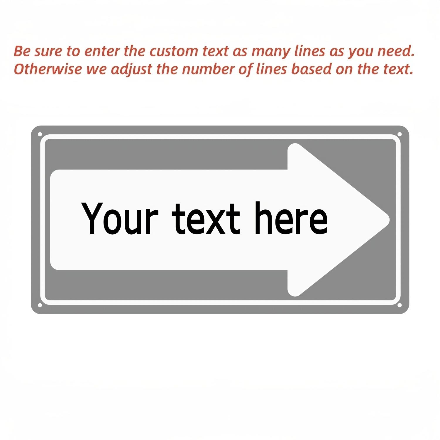 Custom Text Gray Right Arrow Aluminum Sign Personalized Direction Plaque Home Decor