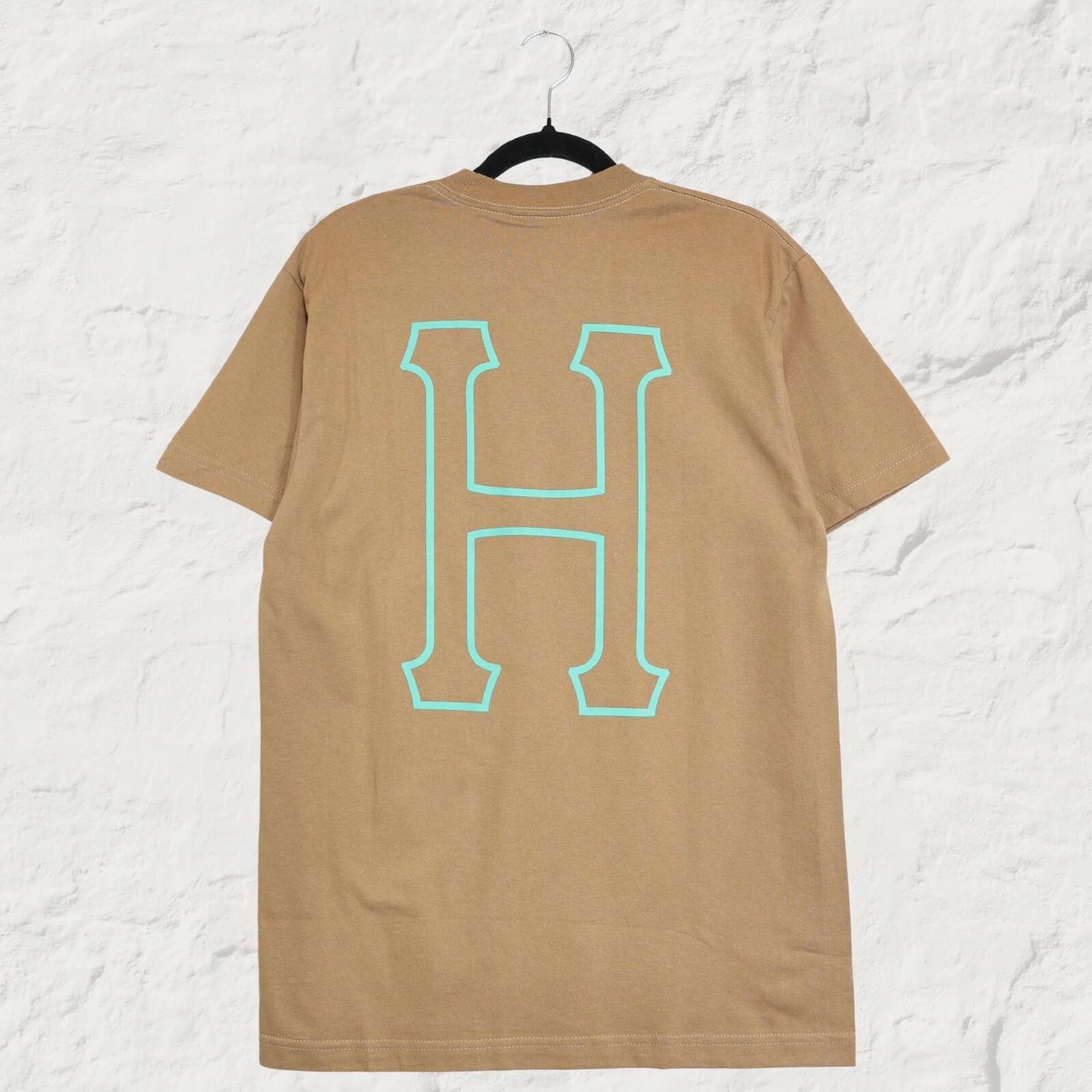 HUF Set H Tee Camel Minimal Logo Skate Streetwear T-Shirt S M