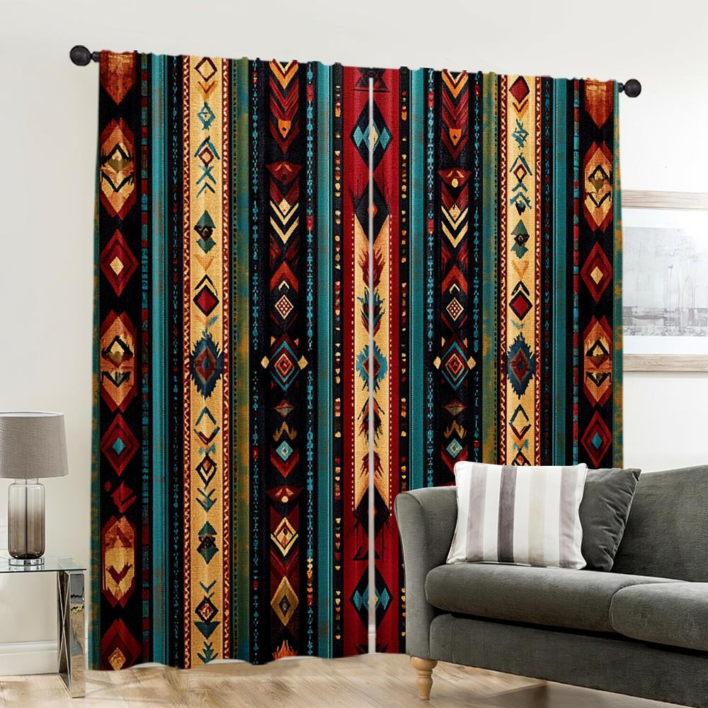 Flat Window Curtains Ethnic Tribes Arrow Versatile Polyester Without Electricity Family Party Decoration Home Use Set Of 2 Made
