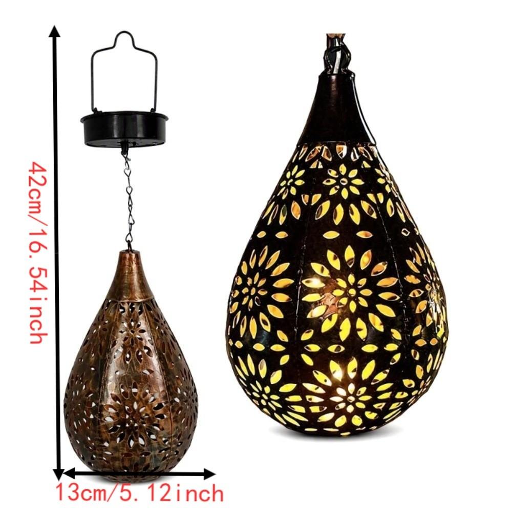 Moroccan Style Solar Hanging Lanterns Hollow Iron Garden Solar Lamp Hanging Solar Light For Patio