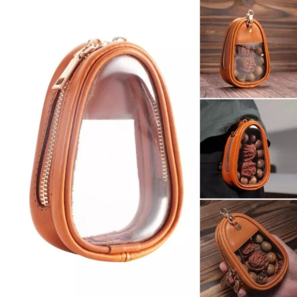 Transparent Design Jewelry Organizer Bag Leather Material Waterproof Jewelry Bag Hand String