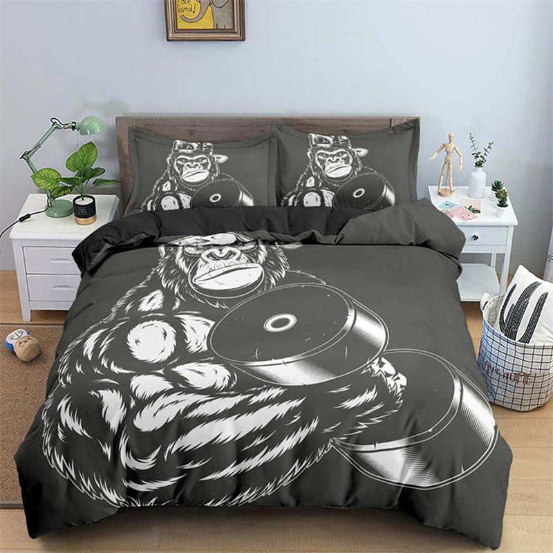 Comforter Orangutan Cute Monkey Bedding Set Palm Leaves Tropical Botanical Primitive Animal Comforter/