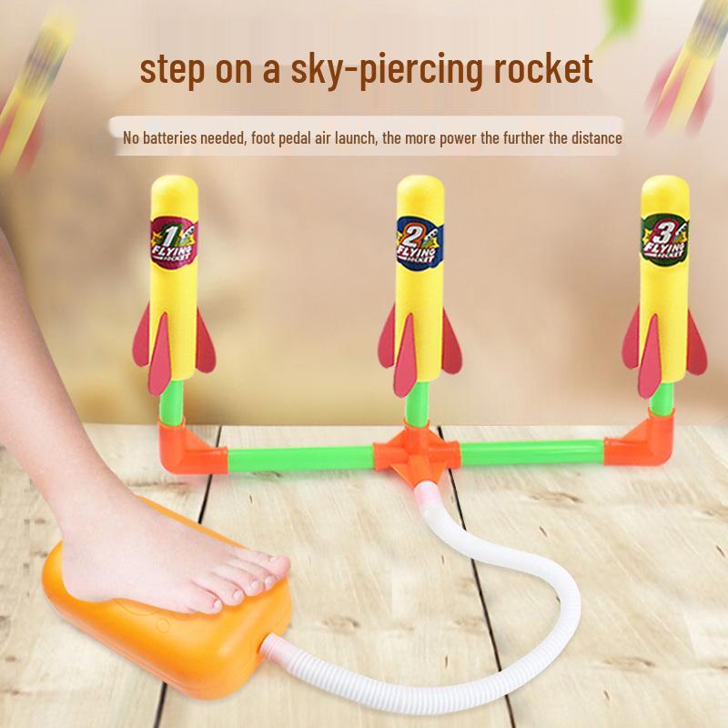 Skyward Rocket Launcher: Triple Shot Foot-Operated EVA Missile Launcher for Summer Outdoor Play for Kids Guangdong Shantou