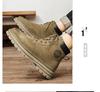 Yellow Leather Ins-Style High-Top Martin Boots for Men & Couples, Velvet-Lined, Perfect for Autumn and Winter.