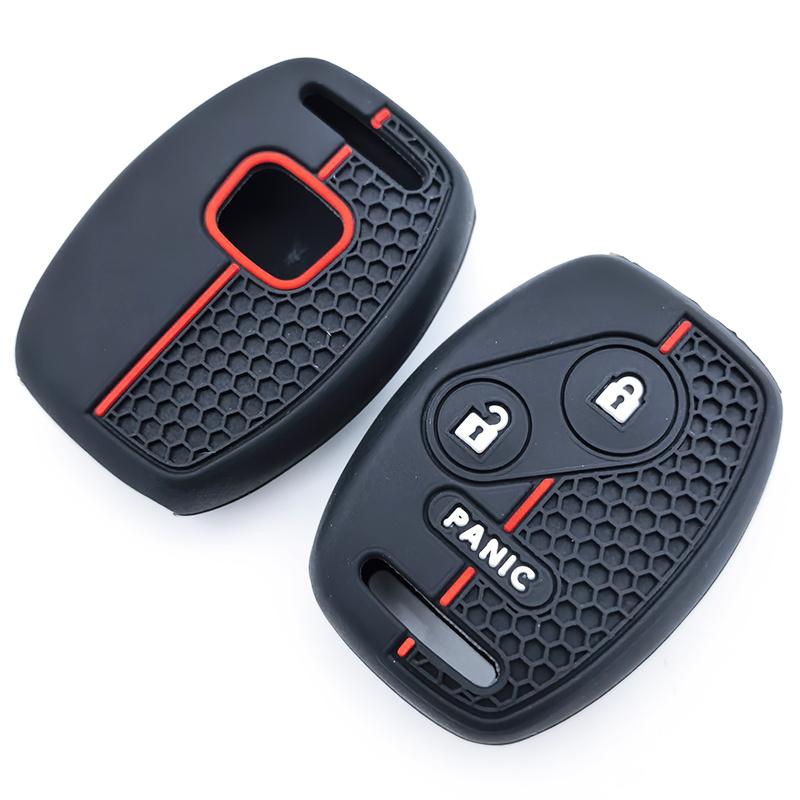 Car Key Fob Case Keychain For Honda Civic 4D Jazz Gr8 Cr-V Srv Frv Fit Csx Chord 7 Accord Emblem Extra Screw Silicone Protection