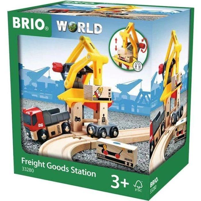 Brio World Gru di Carico Merci - Accessorio per pista trenino in legno - Ravensburger - Misto da 3 anni in su - 33280 beige