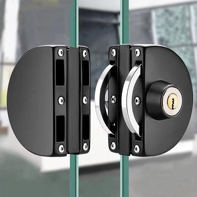 Stainless Steel Glass Door Lock Double Bolts Black Color Door Knob Lock Easy Install Portable Design Door Handle Lock