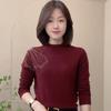 Elegant Butterfly Hot Drilling Long Sleeve Top - Semi-High Neck, Age-Reducing, Tummy-Concealing Base Layer for Mom, Autumn/Winter Fashion.