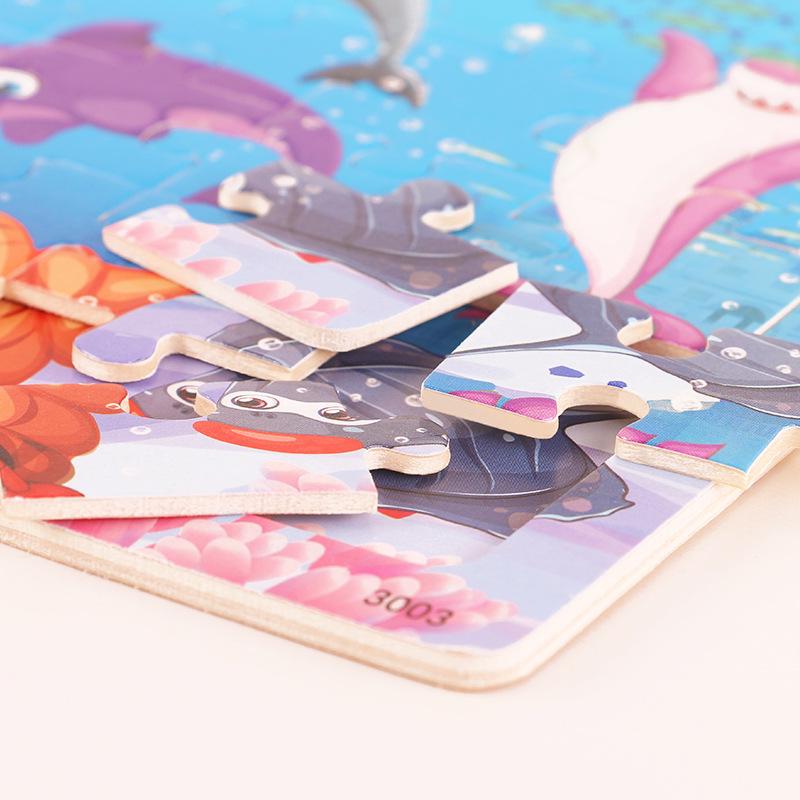 30-Piece Wooden Cartoon Base Puzzle for Early Education and Parent-Child Interaction