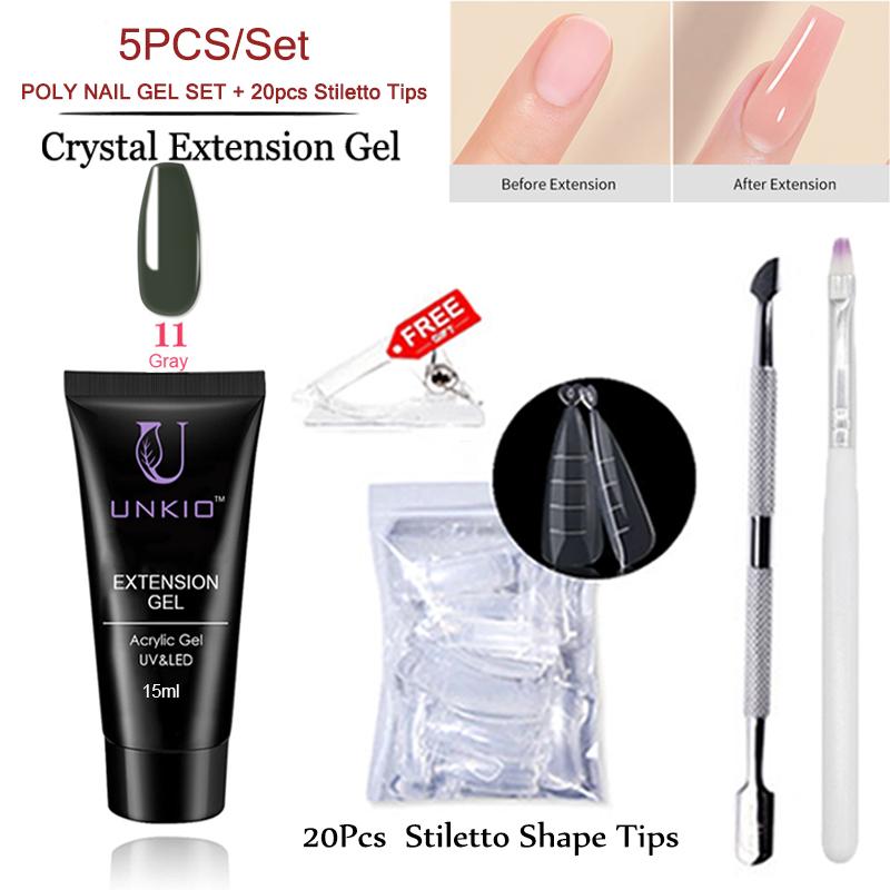 

UNKIO Poly Nail Get Set UV LED Быстрое наращивание шпильки Двойная форма Строительный гель для ногтей Маникюрный набор Гель-лак Мини-набор