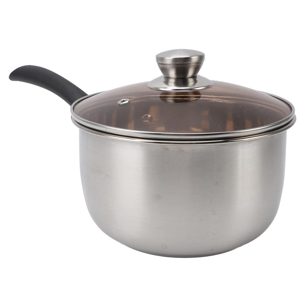 Milk Pot for Stove Top Stainless Steel with Lid Single Handle Saucepan Household Kitchen Utensils