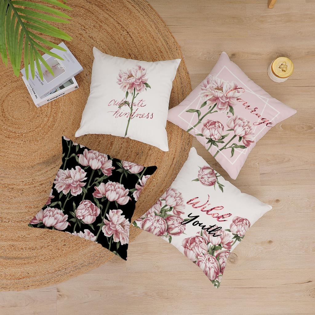 Luxury Home Decor Pillowcase Office Sofa Car Cushion Cover Rose Flower Print