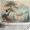 Majestic East Asian Landscape Tapestry Wall Art Chinese Garden Mountain Scene Pine Tree Mural Decor 180x280cm