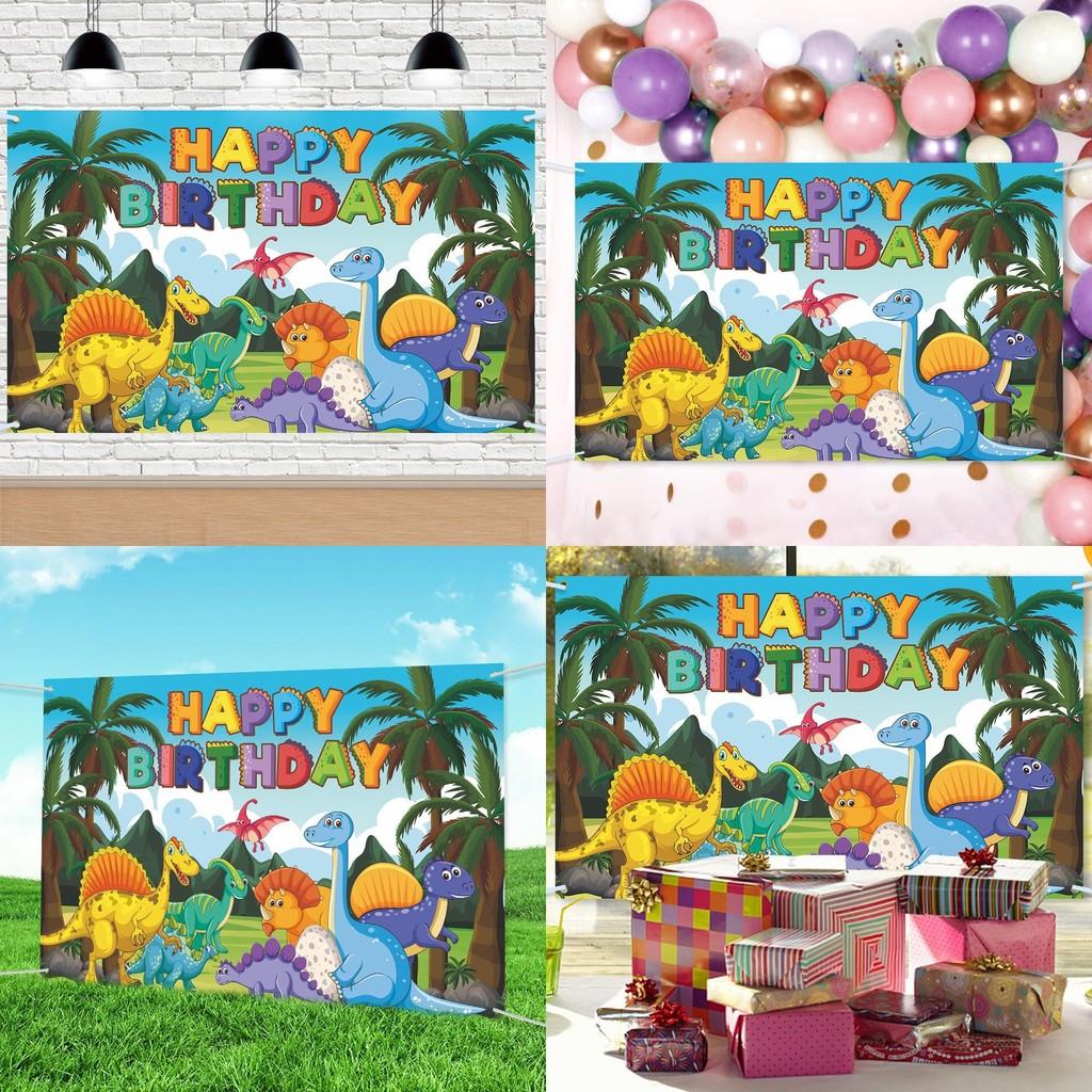 Cartoon Dinosaur Themed Background Banner For Birthday Party And Event Decor