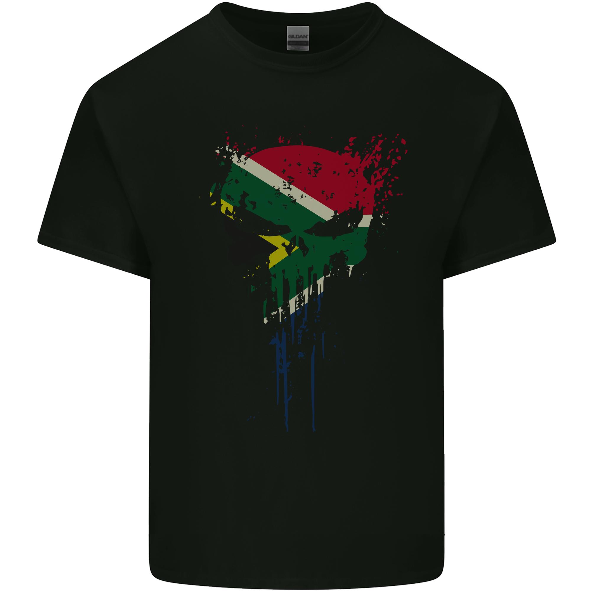 South Africa Skull Gym Training Bodybuilding Unisexs Light Cotton TShirt S