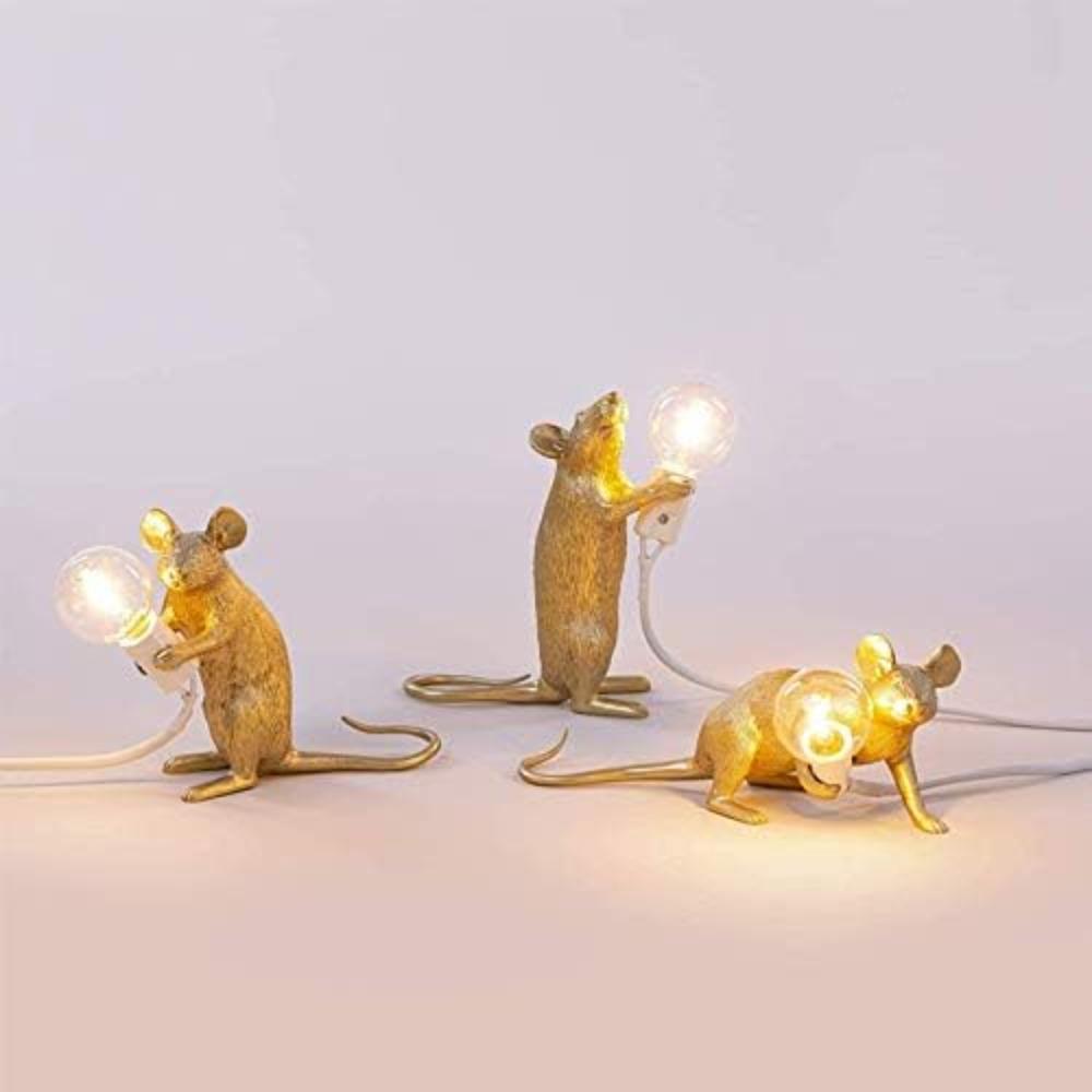 3 PCS Mouse-Shaped Desk Lamp Decoration, Creative Resin Desk Lamp Bedside Lamp Gift, Modern Animal Lamp