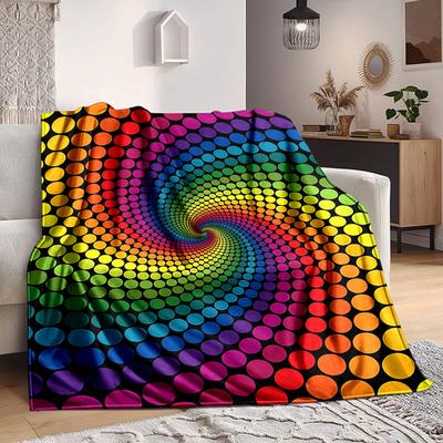 1pc Rainbow Dots Blanket Lightweight Flannel Blanket Throw Blanket For Sofa, Bed, Travel, Camping, Livingroom, Couch, Chair, And Bed Yy2509026188