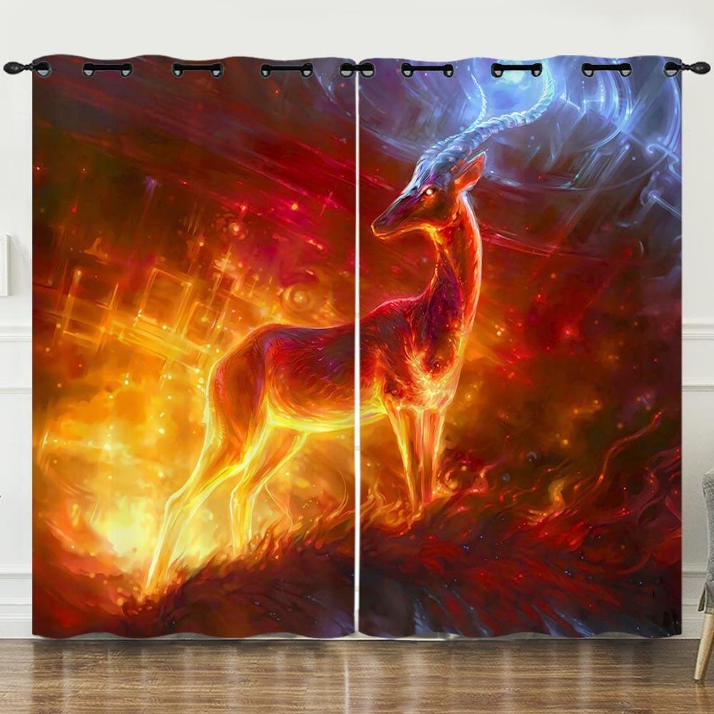 Curtain Animation Cartoon Deer Dream Deer Digital Printing Blackout Curtain Punching