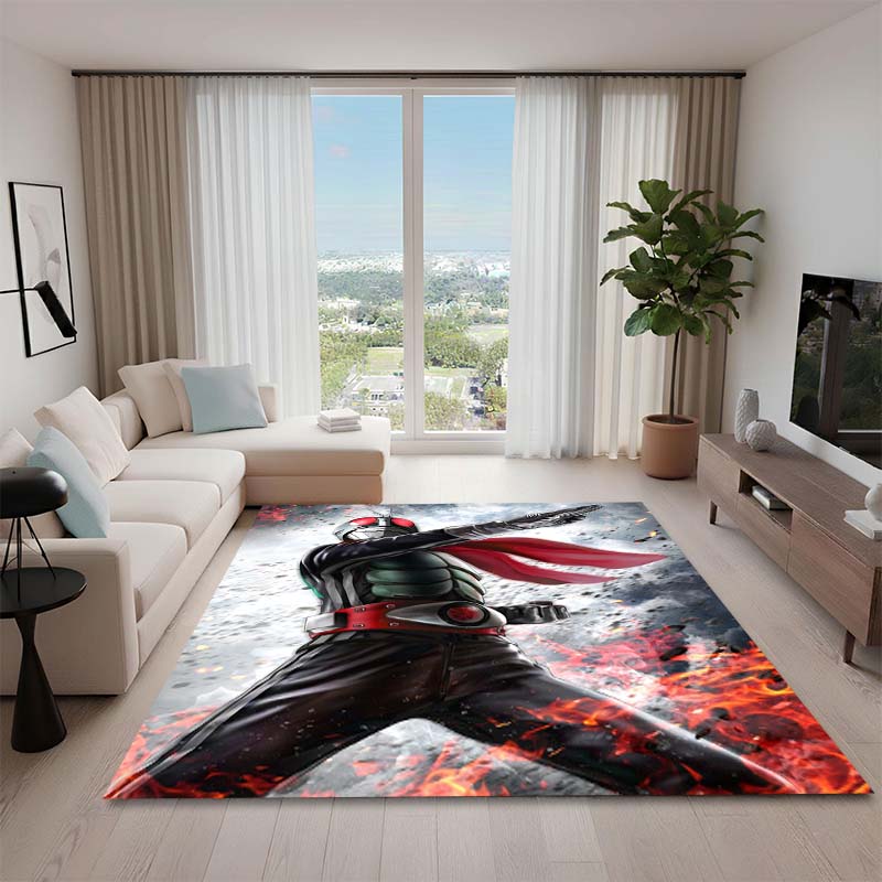 3D Printed Kamen Rider Rug, Suitable for Living Room, Bedroom, Table, Kitchen Doorway, Children's Non-slip Floor Mat.