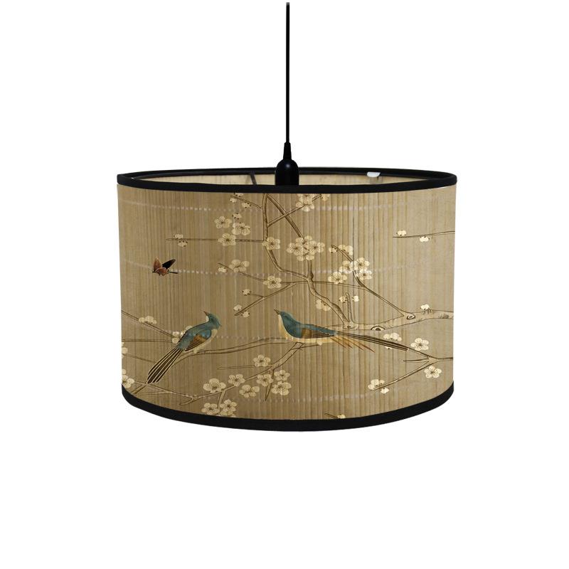 

Retro Style Bamboo Lampshade Landscape Painting Abstract Light Cover Chandelier Room Hotel Homestay Decor Art Light Shade Crafts