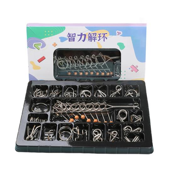 20/25/30/32/40Pcs/Set Metal Puzzle Ring Brain Teaser 3D Wire Puzzle Game Kids Adults