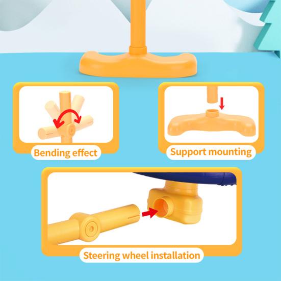 Kids Standing Steering Wheel Toy Backseat Car Driving Simulation Wheel Interactive Musical