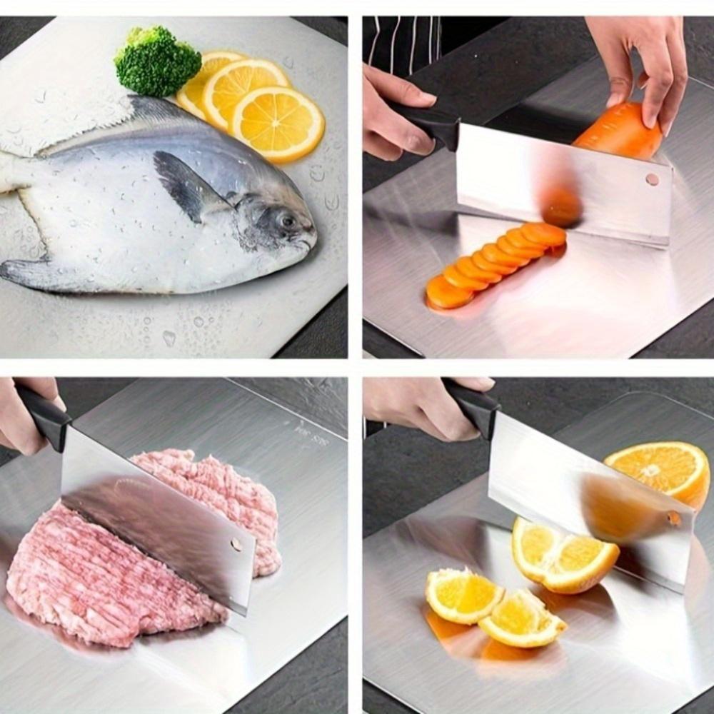 Premium Stainless Steel Double-Sided Kitchen Chopping Board - Rust-Resistant, Dishwasher Safe, Durable & Food Grade, Chopping Boards for Kitchen