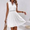European and American Cross-border Summer Women's Clothing Lace Splicing Sexy Jacquard V-neck Waist Dress