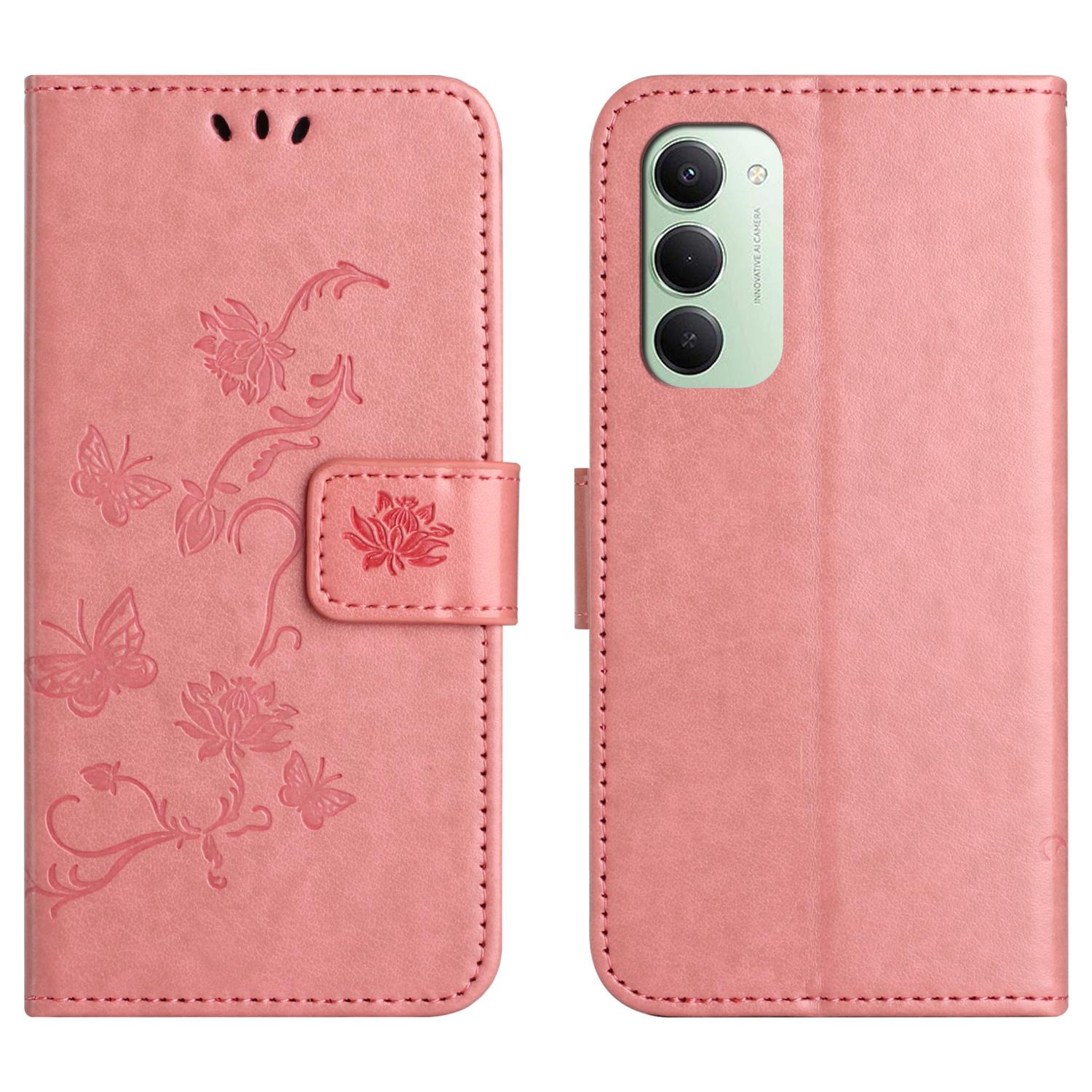 

For Xiaomi Redmi 15 4G (EU) (171mm) Case Wallet Stand Imprinted Butterfly Flower PU Leather Phone Cover